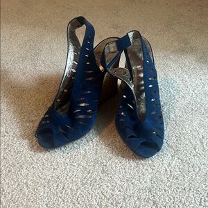 Adrianna Papell Blue Cutout Wedges